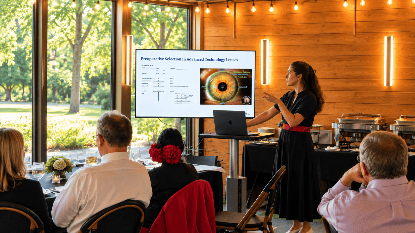 Dr. Sarah Griffin presenting advanced cataract lens technology at the SCOPA Summer 2026 Meeting